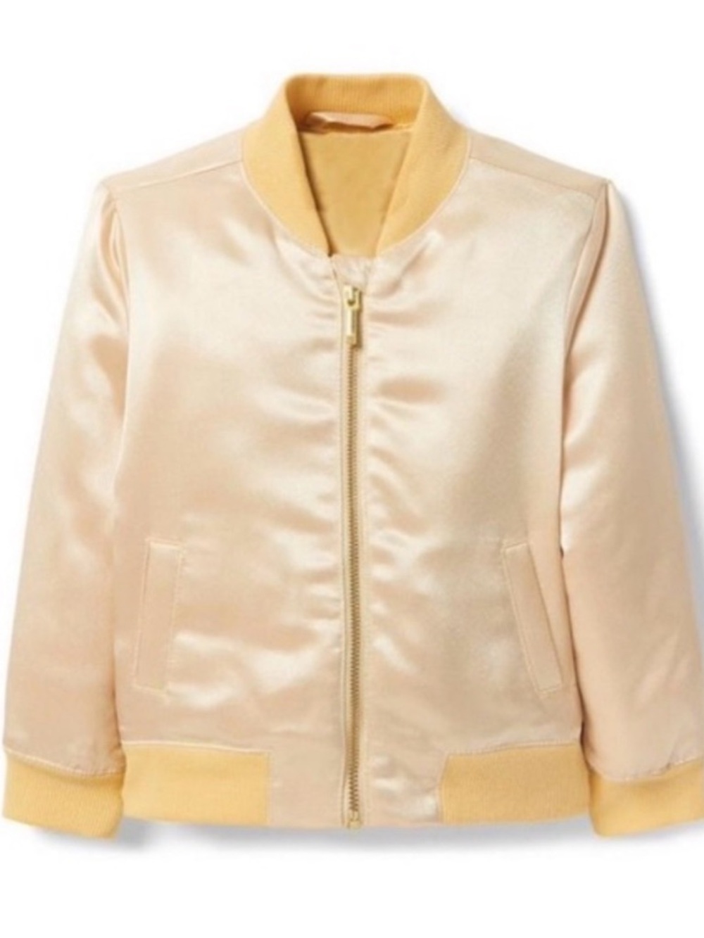 JANIE & JACK Satin Gold Floral Embroidered Bomber Jacket - Size 18-24 months